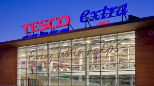 Tesco Supermarket window wall night